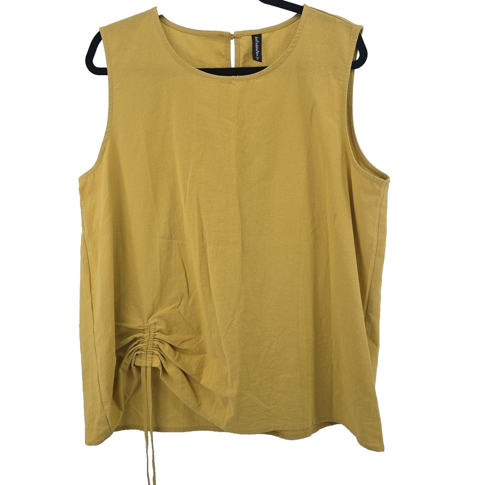 JFN Women's XL Sleeveless Crew Neck‎ Ruched Cotton Top